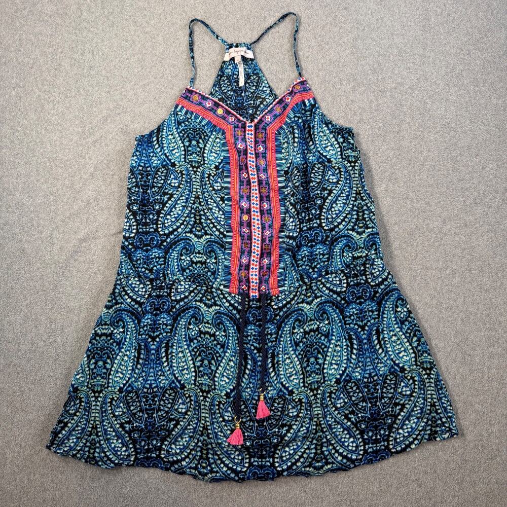 Nanette Lepore Blue Swim Coverup Women's Medium Drawstring Waist Racerback